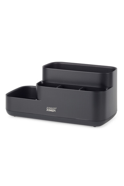Joseph Joseph Organizator de baie EasyStore 70600, 5 compartimente, 24,9x12 cm, bază antiderapantă, negru