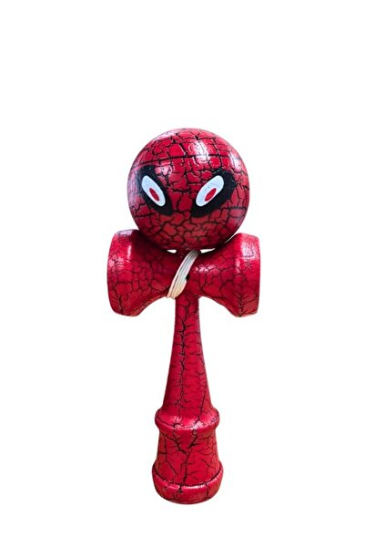 OEM Kendama profesională din lemn – model clasic cu design crăpat Spider Man Roșu/Negru, 18 cm