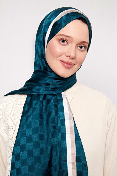 Levidor Emerald Striped Checkerboard Pattern Monogram Shawl