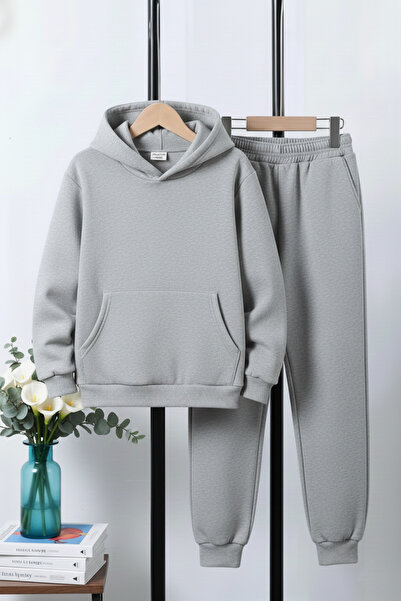 FYK KİDS 3 İplik Ş επένδυση fleece Winter Kangaroo Pocket K με κουκούλα Σετ αθλητικής φόρμας για αγόρια 6 τεμαχίων