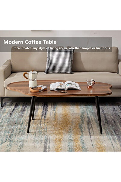 HXDream Coffee Table,Modern Central Table,suitable for living room, balcony, garden（Walnut color）