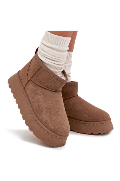 BOTO Bocanci De Zăpadă Pentru Femei Pe Platformă Izolați Cu Blană Khaki Vesir...