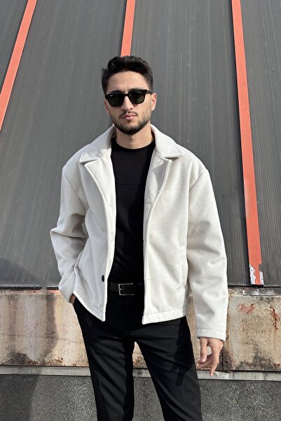 inpool Men'S, Shirt Collar, Comfortable Fit, Feather-Effect Cashmere Jacket 629