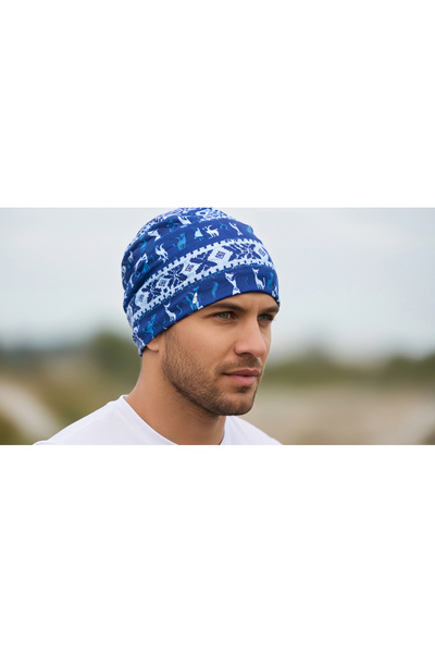 Bheka Concept Unisex Blue Nordic Patterned Multi-Purpose Buff – Winter Themed Bandana & Neck Gaiter