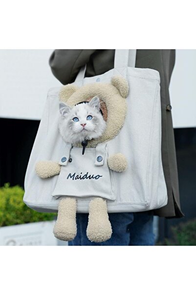 fulina Pet Carry Bag,Cute Pet Canvas Shoulder Bag,Canvas Breathable,Machine Washable,Under 6 kg,Gray