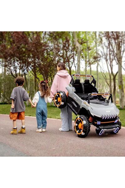 My modern game A four-wheeled sports Jeep with flashing lights, available in red, white, blue, and gray, 12 volts, suitable for ages 2 to 8 years.