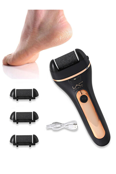 LAC LAICHY Electric Foot Dead Skin Remover,Feet Scrubber Callus,3 Different Heads,Black