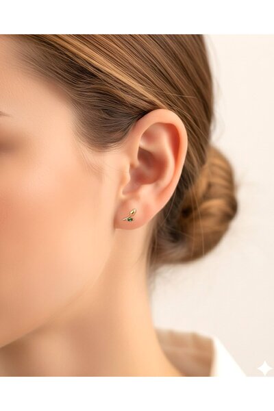 İNDİGO TAKI Minik Lale 14 Ayar Altın Küpe