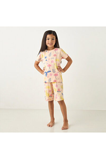 Juniors All-Over Print T-shirt and Shorts Set