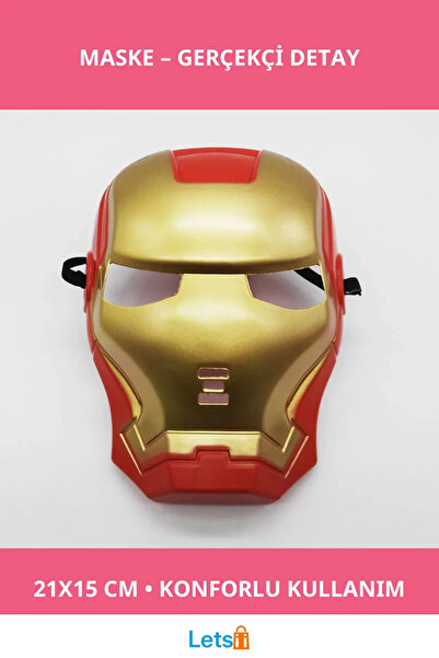 Genel Markalar Detaylı Tasarımlı İron Man Maskesi Demir Adam Maskesi