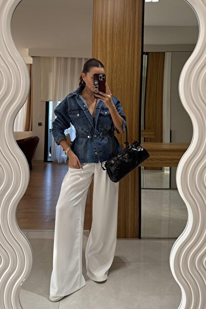 Gizem Ecemiş Prowe Beyaz Palazzo Pantolon