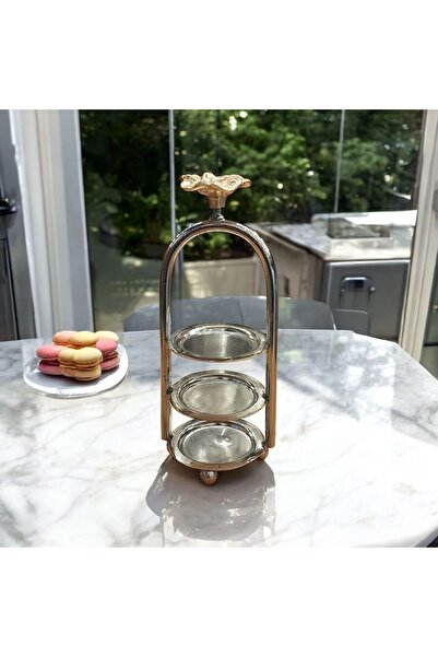 Bakır Center Bakır Lokumluk Çiçekli Üç Katlı 16×6 CM Bakır Lokumluk Kahve Lok...