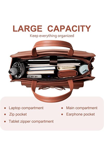 Mosiso حقيبة كمبيوتر محمول، قابلة للطي من جلد البولي يوريثان مع محفظة كلاتش، حقيبة عمل مزينة بفيونكة