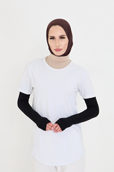 HÜRREMBONE SARAYDAN GELEN GÜZELLİK Hijab negru cu mâneci cu fixare prin deget...