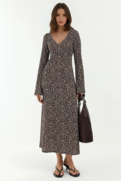 Hiccup Елегантна рокля с V-образно деколте и флорални мотиви