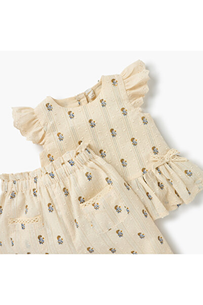 giggles Floral Print Top and Pant Set