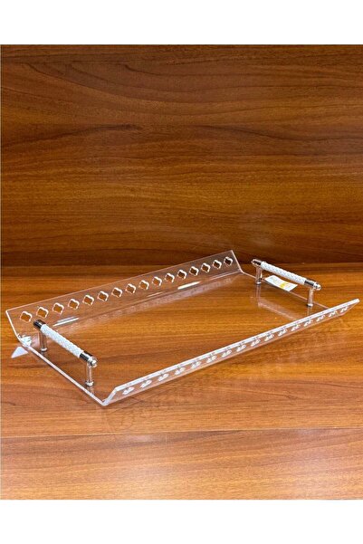 ALQANNAS Premium Acrylic Serving Tray – Thick & Strong with Side Décor and White Handles