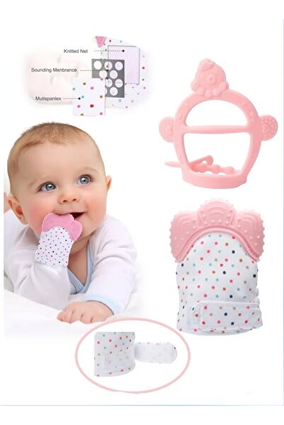 Generic Baby Teether bracelet and glove set,Baby Bracelet Teether,Baby Hand Teether Toys(Pink)