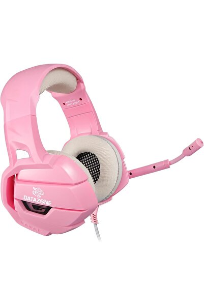 Datazone K5 Over-Ear Gaming Headset with Mic, Noise Cancellation, LED Lights – Pink, Wired, 3.5mm