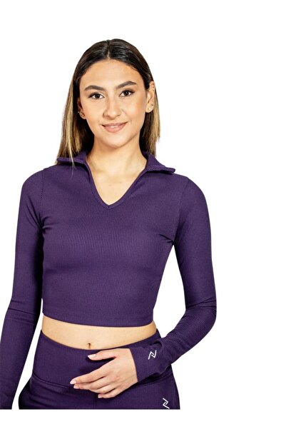 Zaecy Women's Full Sleeve Collared Crop Top