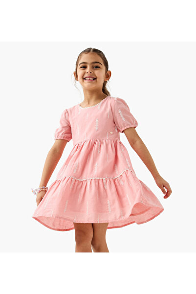 ELIGO فستان مطرز متعدد الطبقات بأكمام طويلة