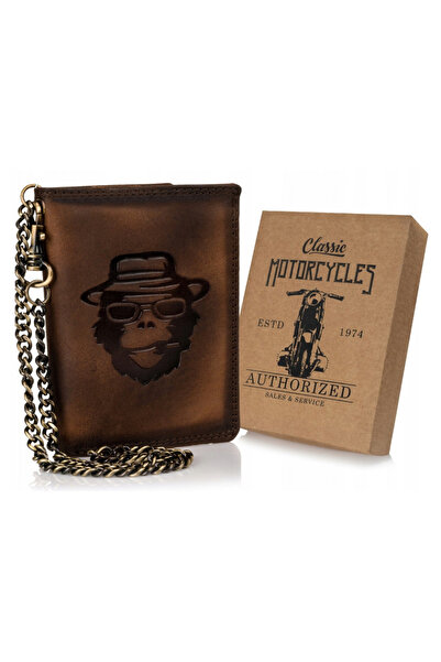 Other Large men's leather wallet with a chain