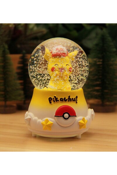 HEDİYEBİZİZ PİKACHU Işıklı ve Müzikli Kar Küresi Büyük Boy