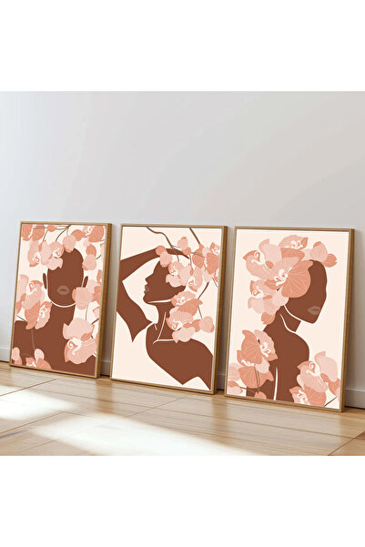 Dekorsiahome 3-компонентен комплект картини с дървена рамка за хол, трапезари...