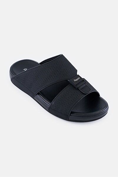 Algspar Men Double Strap Slip On Arabic Sandals, Black