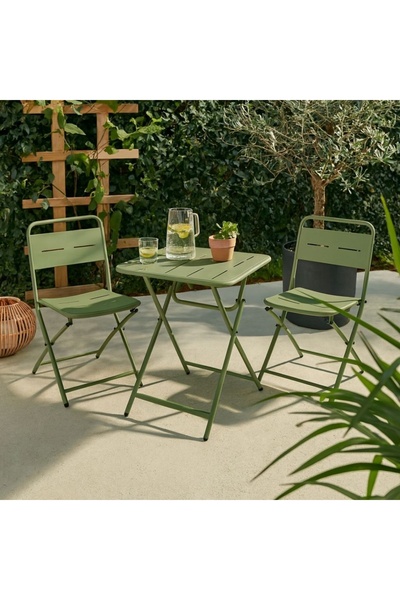 Koopman Set mobilier de balcon pliabil, masă pătrată 60×60 cm și 2 scaune met...