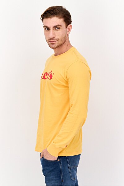 Levi's Men Crew Neck Long Sleeve Brand Logo Sweatshirt, Orange