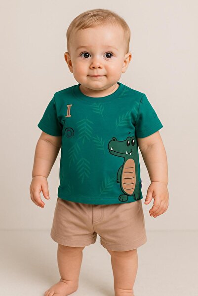 RAPAPA Green Crocodile Printed Baby Boy Set 26475