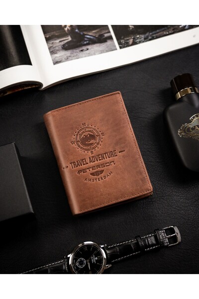 Other Large, vertical men's wallet made of genuine leather - Peterson