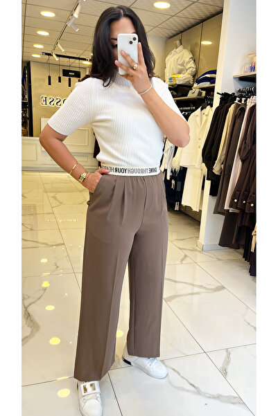 Vosse Yusuf Özdemir Vizon Beli Lastikli Palazo Pantolon