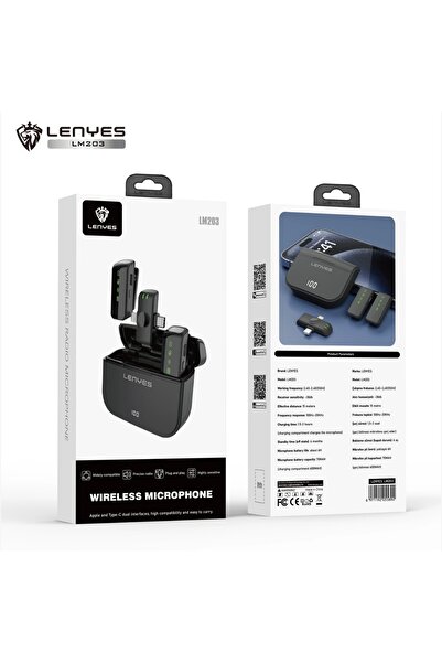 Leneys Lenyes LM203 2in1 Wireless Lapel Microphone with Type-C and Lightning Port