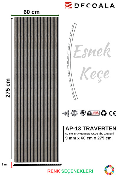 DECOALA Mdf Ahşap Akustik Duvar Paneli 60x275 Cm