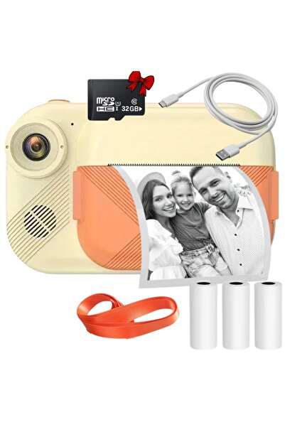 SMARTIC Instant printing photo camera, Full HD 1080p, 12MP, 3.5", SD 32GB+3 rolls, selfie+1 game+MP3