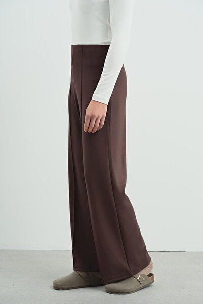 C&City Παντελόνι Pure Touch με ραφές με ραβδώσεις καφέ