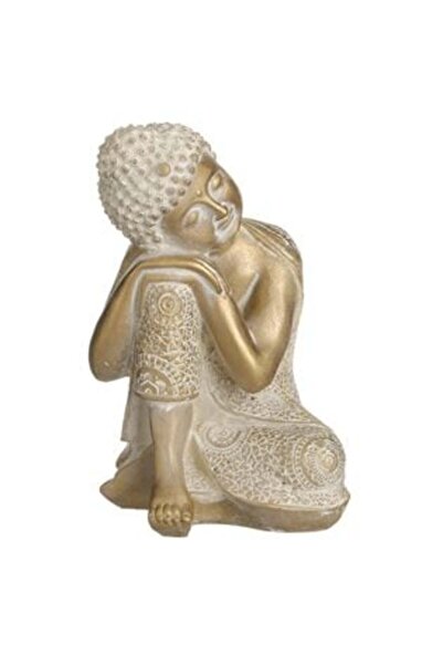 Tessari Decorative Seated Buddha Figurine in Gold Brushed Polyresin 14 x 14 x 22 cm