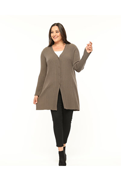 Laden Plus Size Knitwear Women's Long Mother Stretchy Soft Mink Cardigan