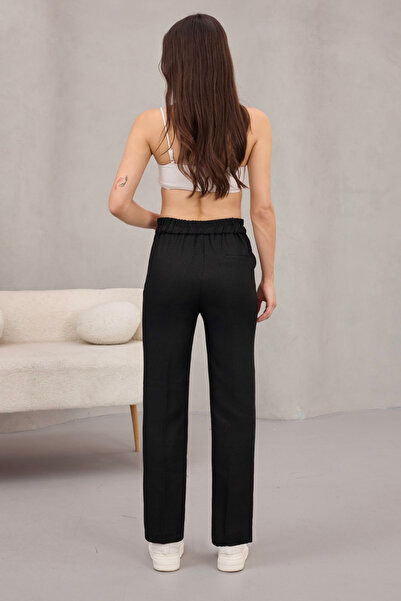 alanora Women's High Waist Carrot Model Elastic Waist Narrow Leg Trousers