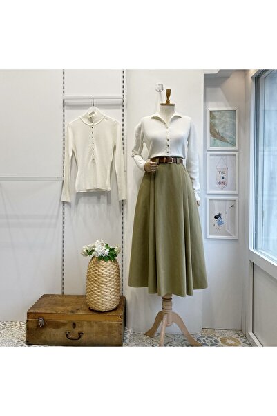 Faya Boutique Yeşil Kemerli Arain Etek