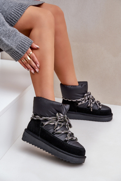 D.Franklin Bocanci Din Suede Pentru Femei Cu Șireturi Groase DFSH375003 Negri 38