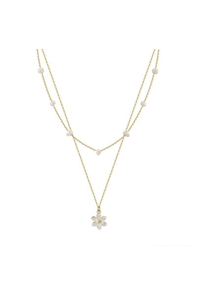 delis Lantisor argint 925, JW1707, model dublu cu floare, placat cu aur