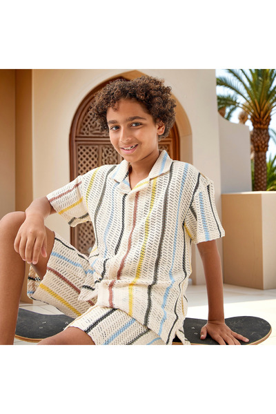 Juniors Striped Shirt and Shorts Set