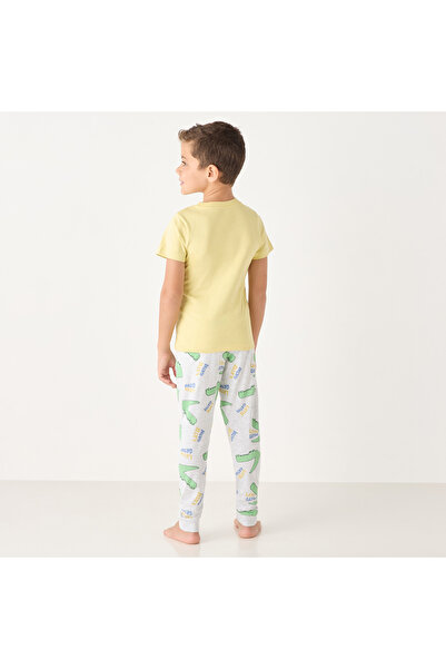 Juniors Alligator Print Short Sleeves T-shirt and Elasticated Joggers