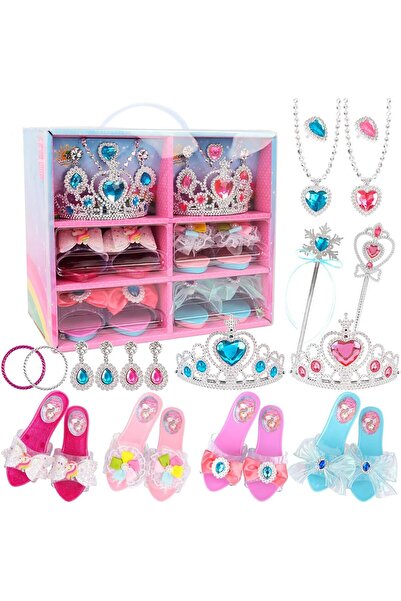 Saharaz Princess Jewelry Boutique Dress Up & Elegant Shoe,Of Crowns,Necklaces,Bracelets,Rings, 4 Pairs Shoes