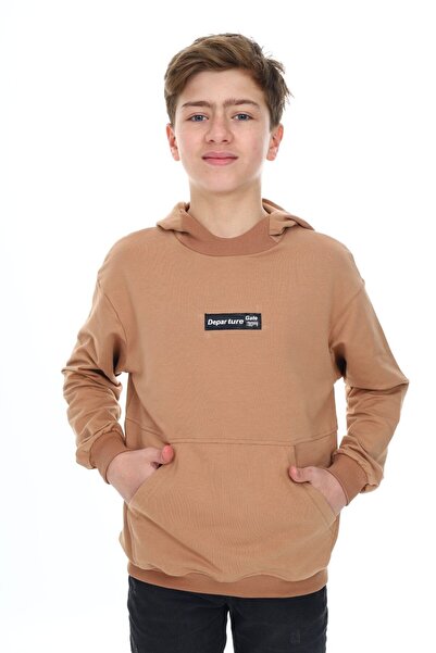 Toontoy سويت شيرت بني للأولاد من Relax Fit مكون من بغطاء رأس جيوب خفيف الوزن ...