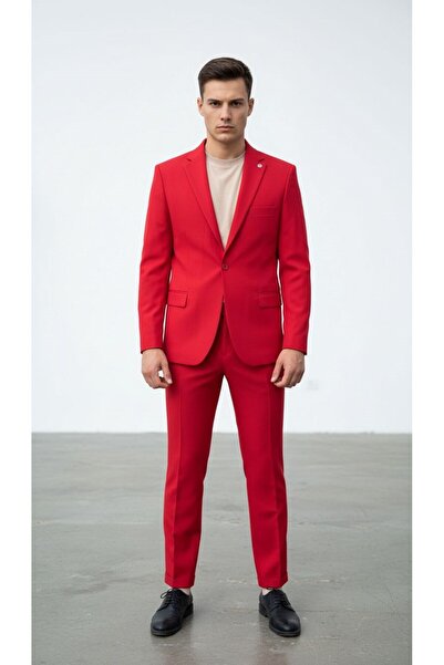 Plus Scorpion Men's One Button Slim Fit Piece Suit - Stylish Office and Formal Combination