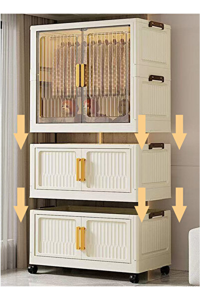 Generic Foldable Stackable Clothes Storage Bins , Freestanding Portable Wardrobe Closet Organizer 65cm Wide